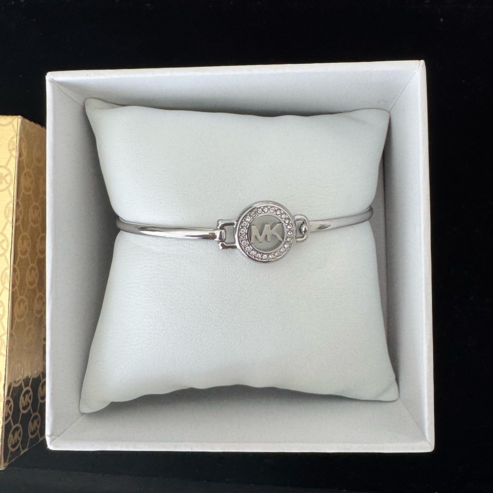 Michael Kors Silver MK Logo Bracelet with crystals